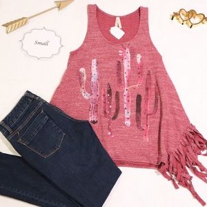 Adorable Cactus Fringe Tank!